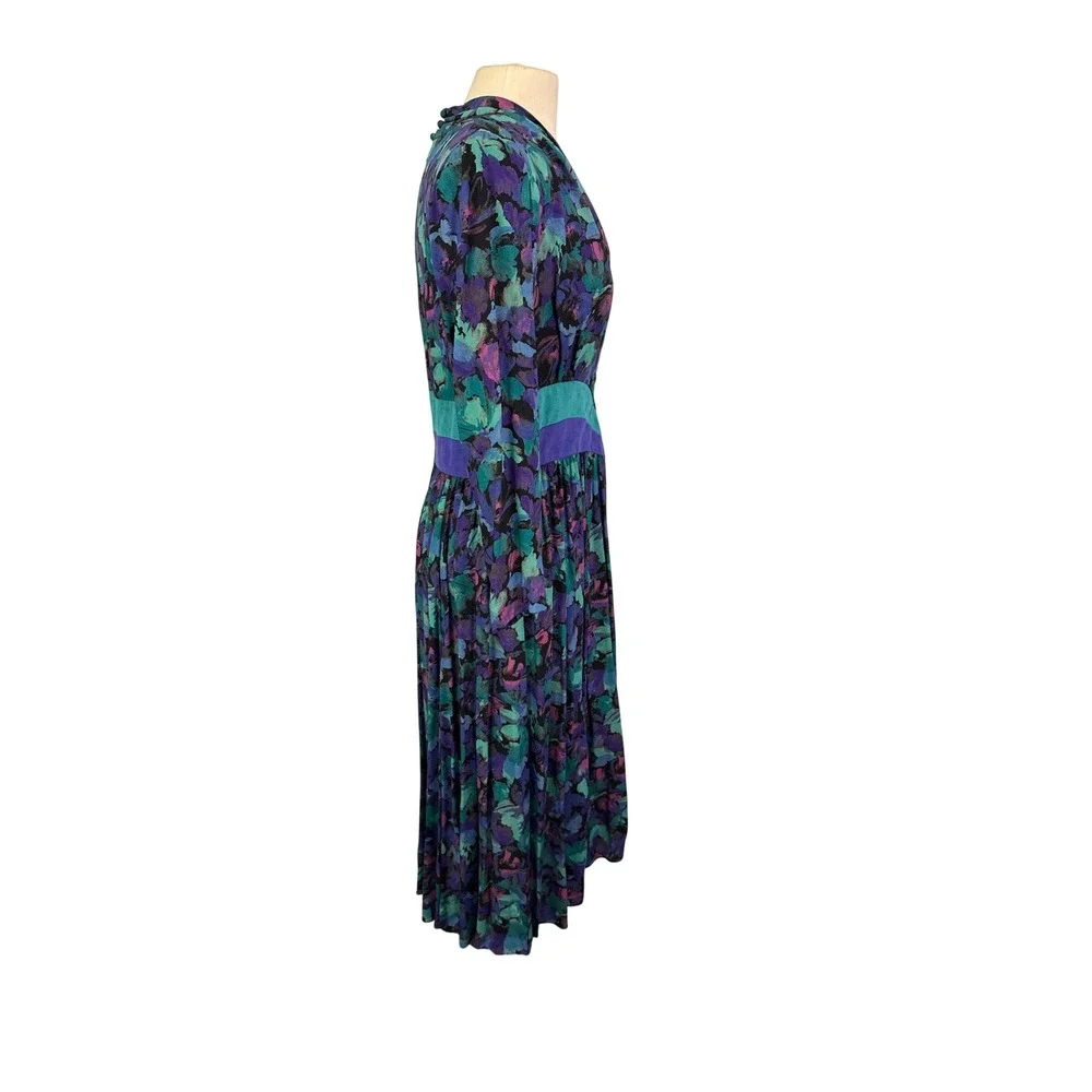 Patty O'Neil Petites Vintage Abstract Floral Print Midi‎ Dress Size 14